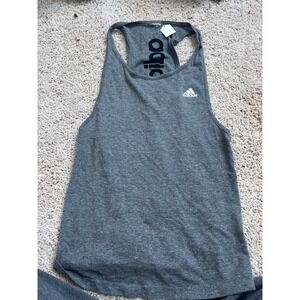 Adidas Racerback Tank Top Gray Heathered Logo Athletic Training Gym Shirt Small